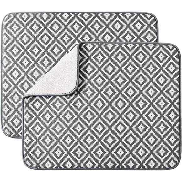 Dish Drying Mat for Kitchen 2 Pack, Ultra Absorbent Microfiber Dishes Drainer - Picture 6 of 6